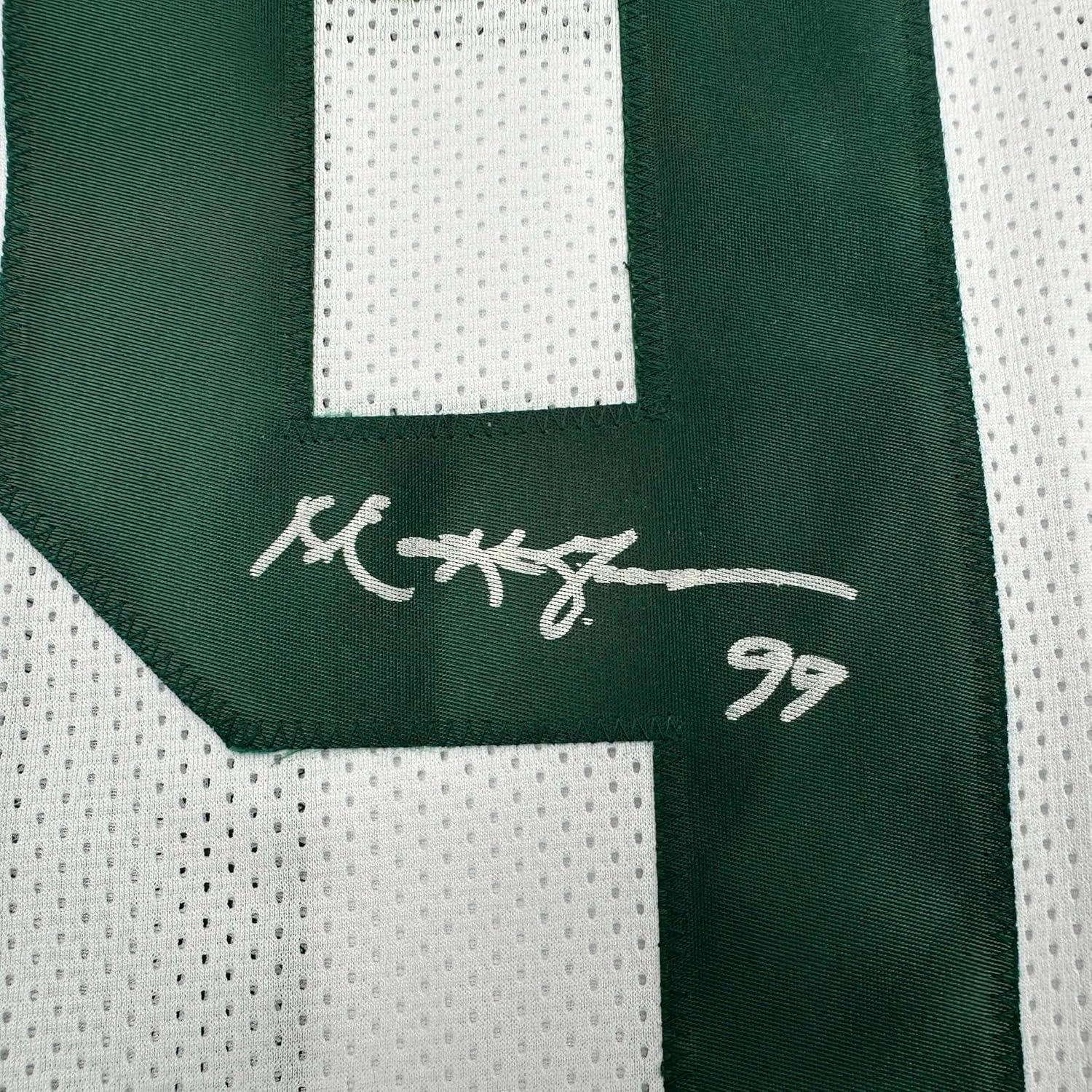 Framed Autographed/Signed Mark Gastineau 35x39 New York White Football Jersey JSA COA - Image 2