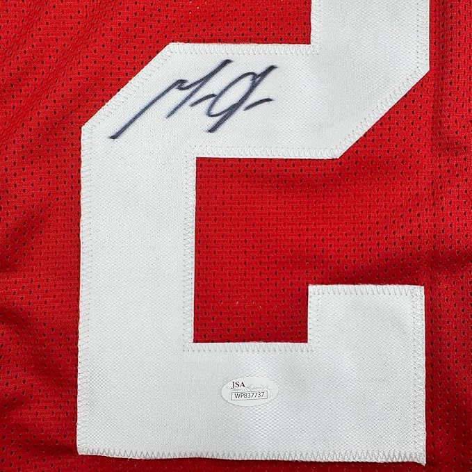 Framed Autographed/Signed Melvin Gordon 35x39 Wisconsin Red College Football Jersey JSA COA - Image 2