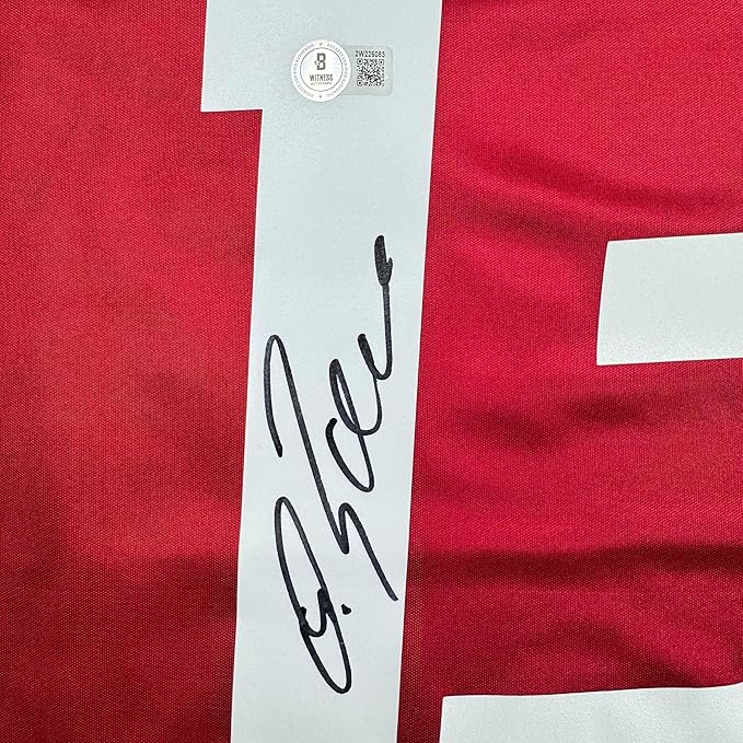 Framed Autographed/Signed Michael Ballack FC Bayern Munich 35x39 Red Soccer Futbol Jersey Beckett BAS COA - Image 2