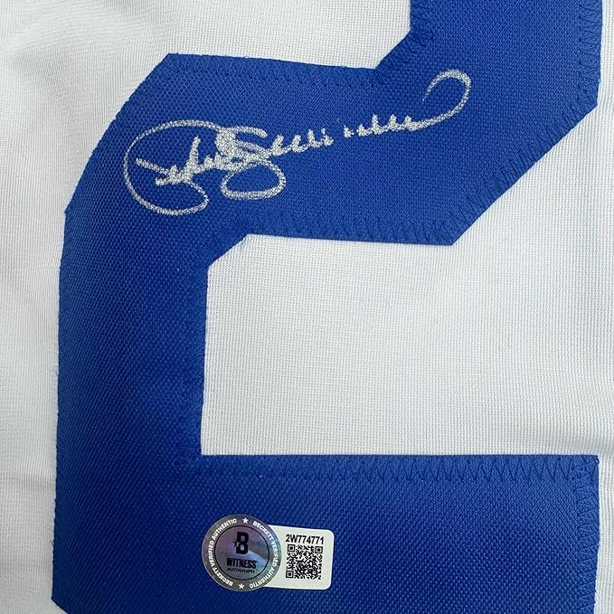 Framed Autographed/Signed Pedro Guerrero 35x39 Los Angeles LA White Baseball Jersey Beckett BAS COA - Image 2