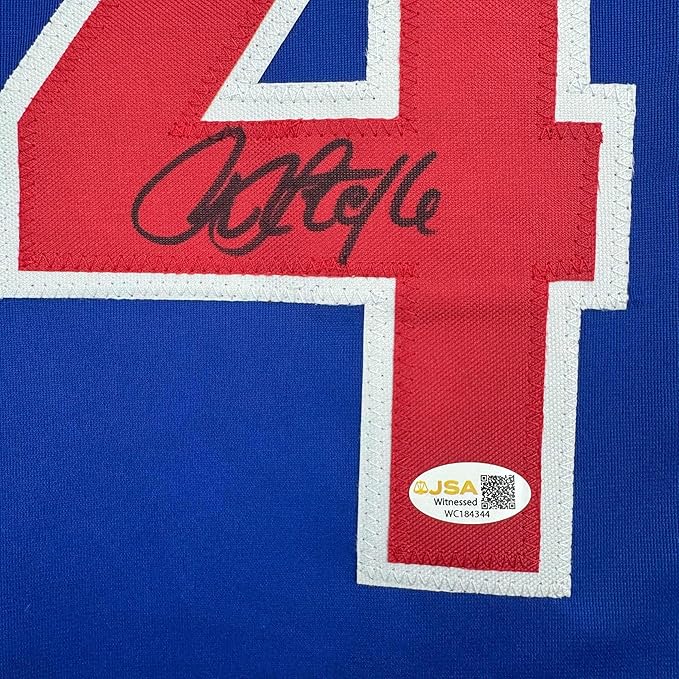 Framed Autographed/Signed Rick Sutcliffe 35x39 Chicago Blue Baseball Jersey Beckett BAS COA - Image 2