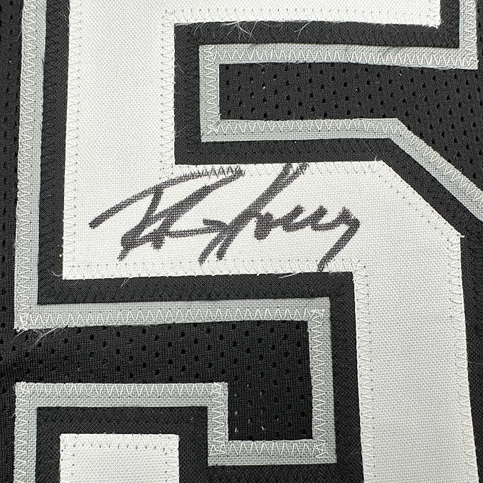 Framed Autographed/Signed Robert Horry 35x39 San Antonio Black Basketball Jersey Beckett BAS COA - Image 2