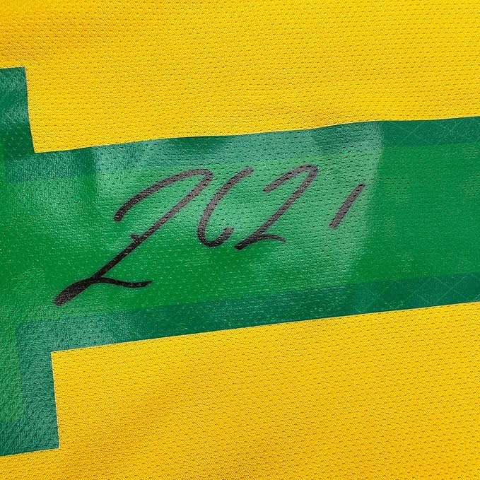Framed Autographed/Signed Rodrygo Silva de Goes 35x39 Brazil Yellow Soccer World Cup Jersey Beckett BAS COA - Image 2
