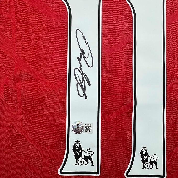 Framed Autographed/Signed Ryan Giggs 35x39 Manchester United Red Soccer Jersey Beckett BAS COA - Image 2