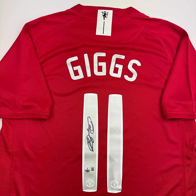 Framed Autographed/Signed Ryan Giggs 35x39 Manchester United Red Soccer Jersey Beckett BAS COA - Image 2