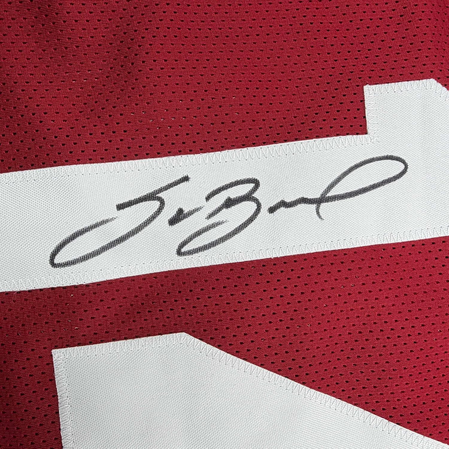 Framed Autographed/Signed Sam Bradford 35x39 Oklahoma Red College Football Jersey Beckett BAS COA - Image 2