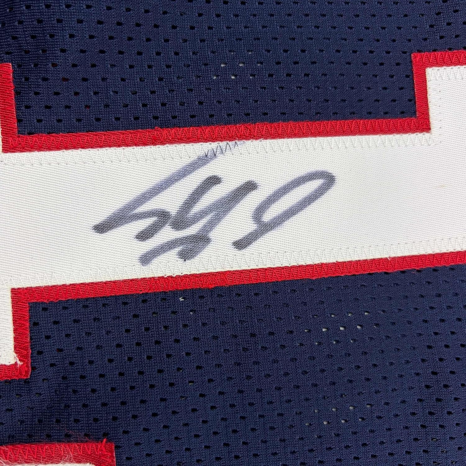 Framed Autographed/Signed Shaquille Shaq O'Neal 35x39 USA United States Blue Basketball Jersey PSA/DNA COA - Image 2