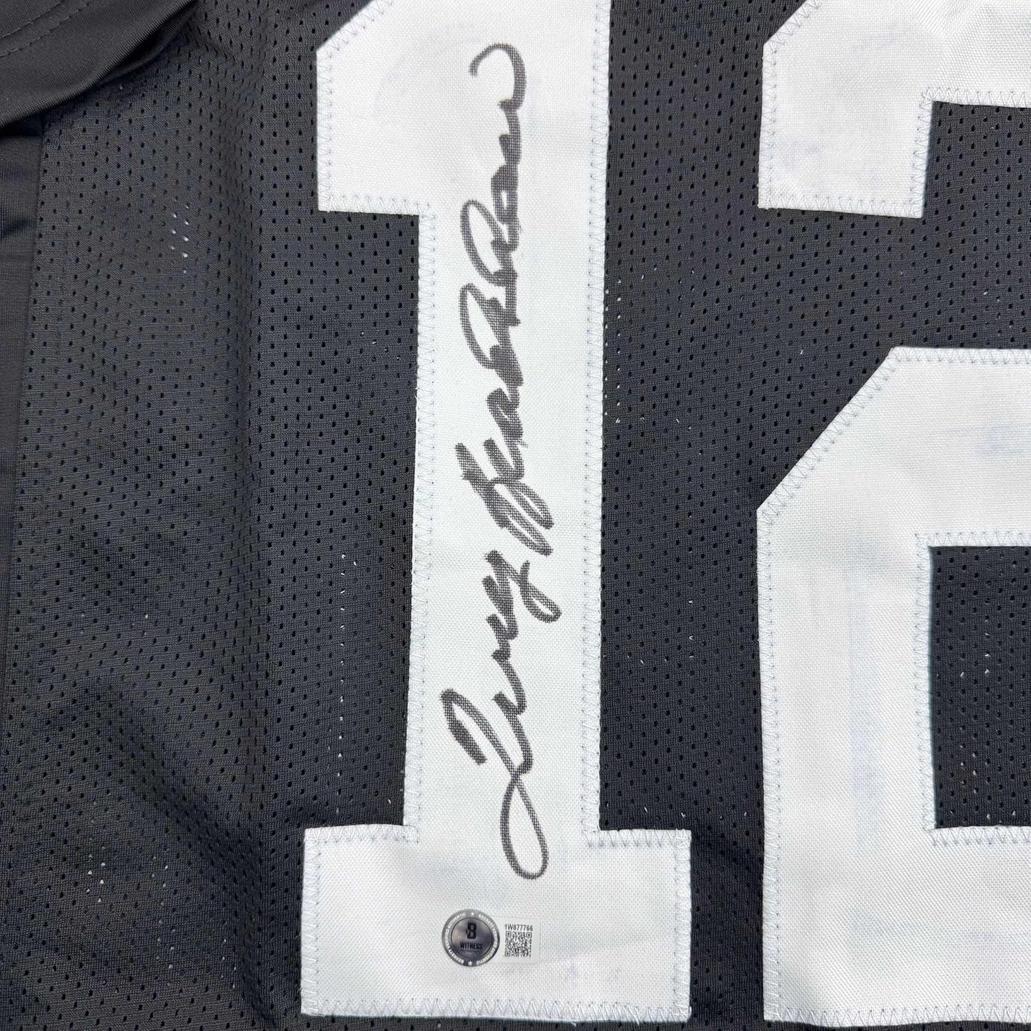 Framed Autographed/Signed Terry Bradshaw 35x39 Pittsburgh Black Football Jersey Beckett BAS COA - Image 2