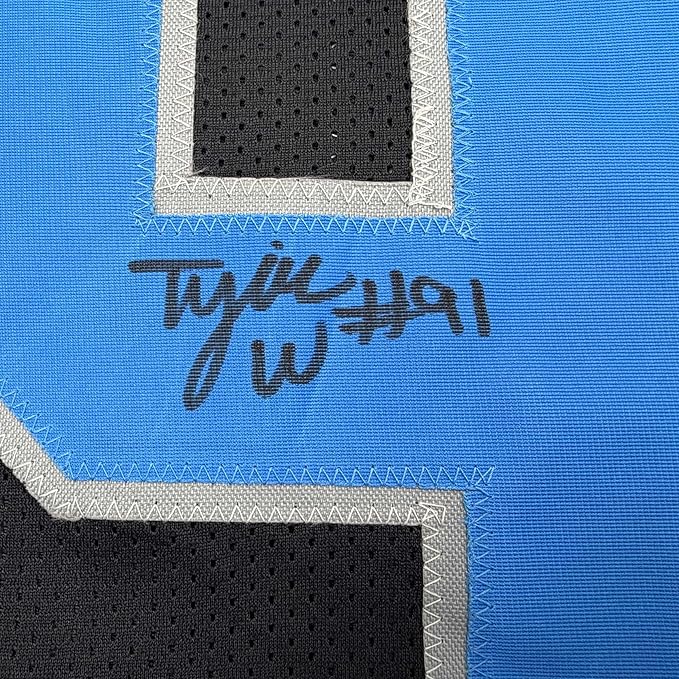Framed Autographed/Signed Tyleik Williams 35x39 Detroit Black Football Jersey Beckett BAS COA - Image 2