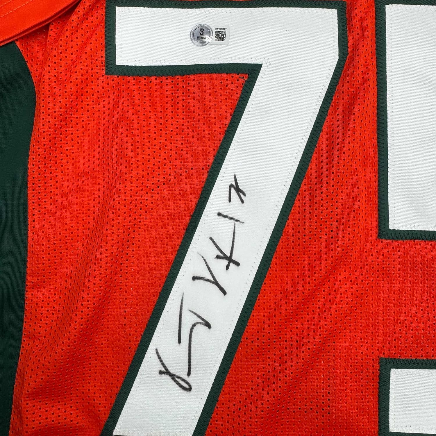Framed Autographed/Signed Vince Wilfork 35x39 Miami Orange College Football Jersey Beckett BAS COA - Image 2