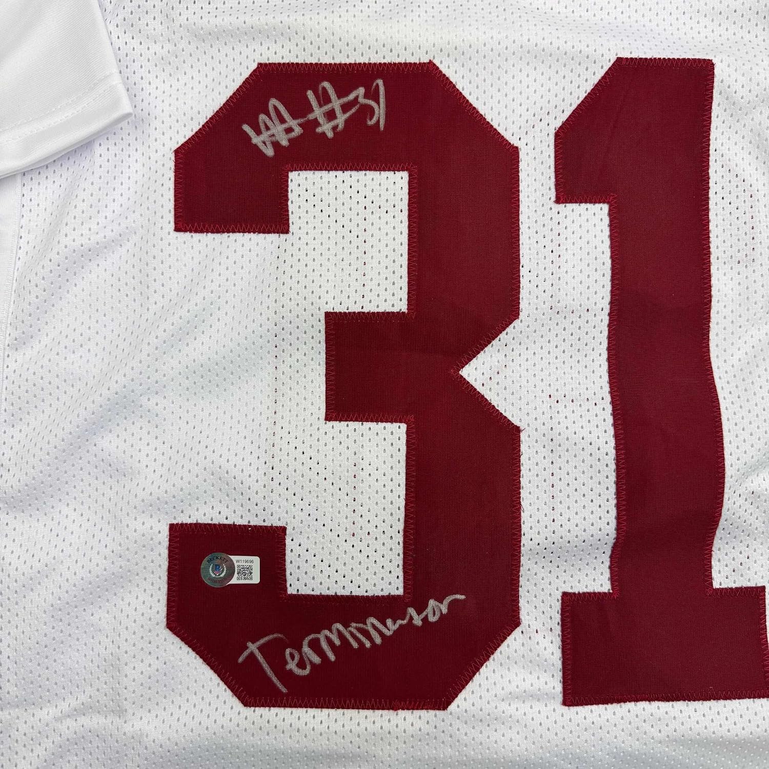 Framed Autographed/Signed Will Anderson "Terminator" 35x39 Alabama White College Football Jersey Beckett BAS COA - Image 2