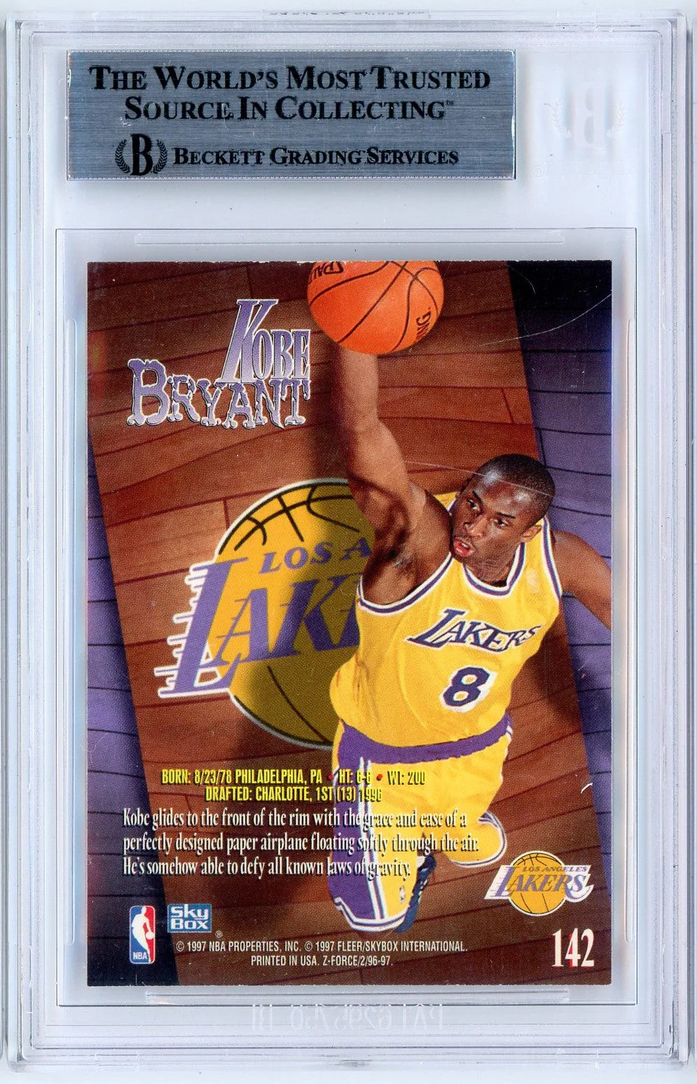 Graded 1996-97 Z Force Kobe Bryant #142 Rookie RC Basketball Card BGS 9 Mint - Image 2