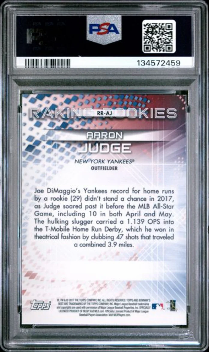 Graded 2017 Topps Bowmans Best Aaron Judge #RRAJ Raking Rookies Rookie RC Baseball Card PSA 10 Gem Mint - Image 2