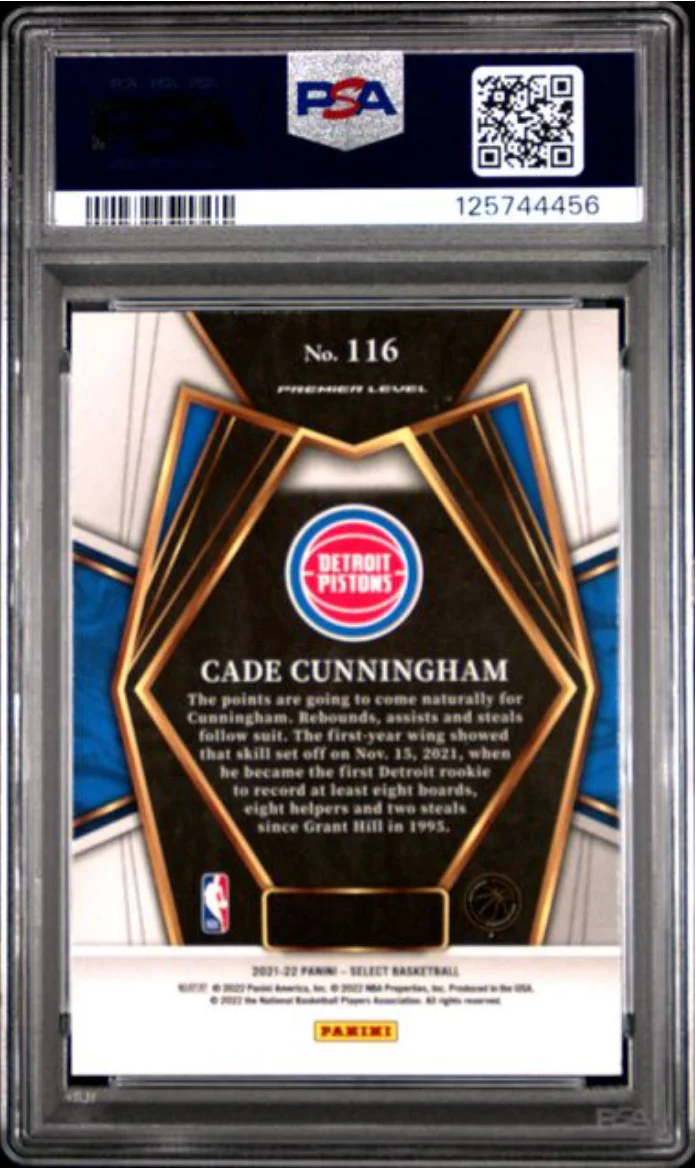Graded 2021 Panini Select Cade Cunningham #116 Rookie RC Basketball Card PSA 10 Gem Mint - Image 2