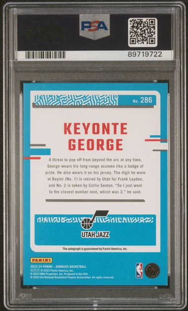 Graded 2023 Panini Donruss Rated Rookie Signature Choice Keyonte George #286 Auto Rookie RC Basketball Card PSA 9 Mint - Image 2