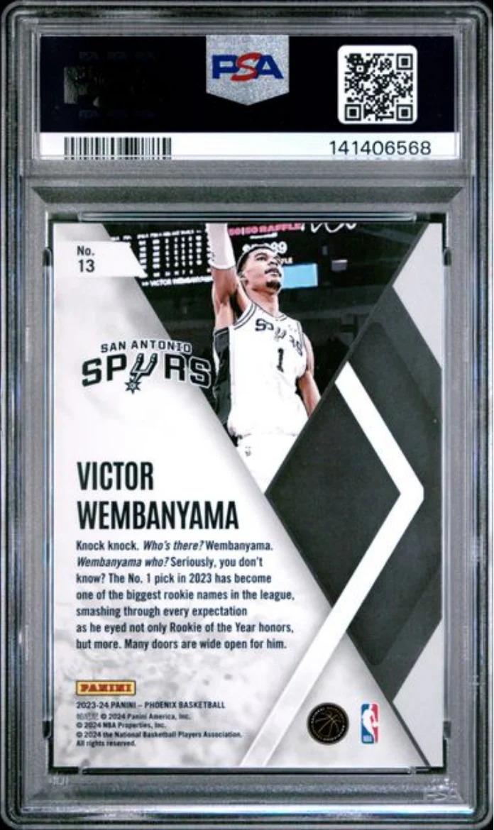 Graded 2023 Panini Phoenix Victor Wembanyama #13 Instant Phenom Red Ice Rookie RC Basketball Card PSA 10 Gem Mint - Image 2