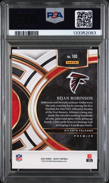 Graded 2023 Panini Select Bijan Robinson #180 Rookie RC Football Card PSA 10 Gem Mint - Image 2