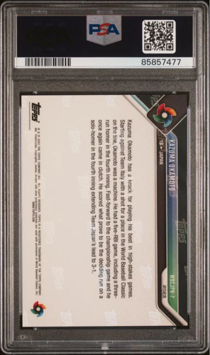 Graded 2023 Topps Now Kazuma Okamoto #WBCJPN7 WBC Champions Team Rookie RC Baseball Card PSA 10 Gem Mint - Image 2