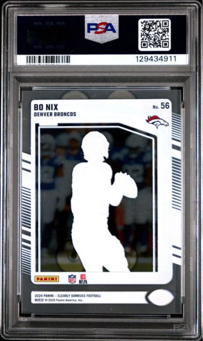 Graded 2024 Panini Clearly Donruss Bo Nix #56 Rookie RC Football Card PSA 10 Gem Mint - Image 2