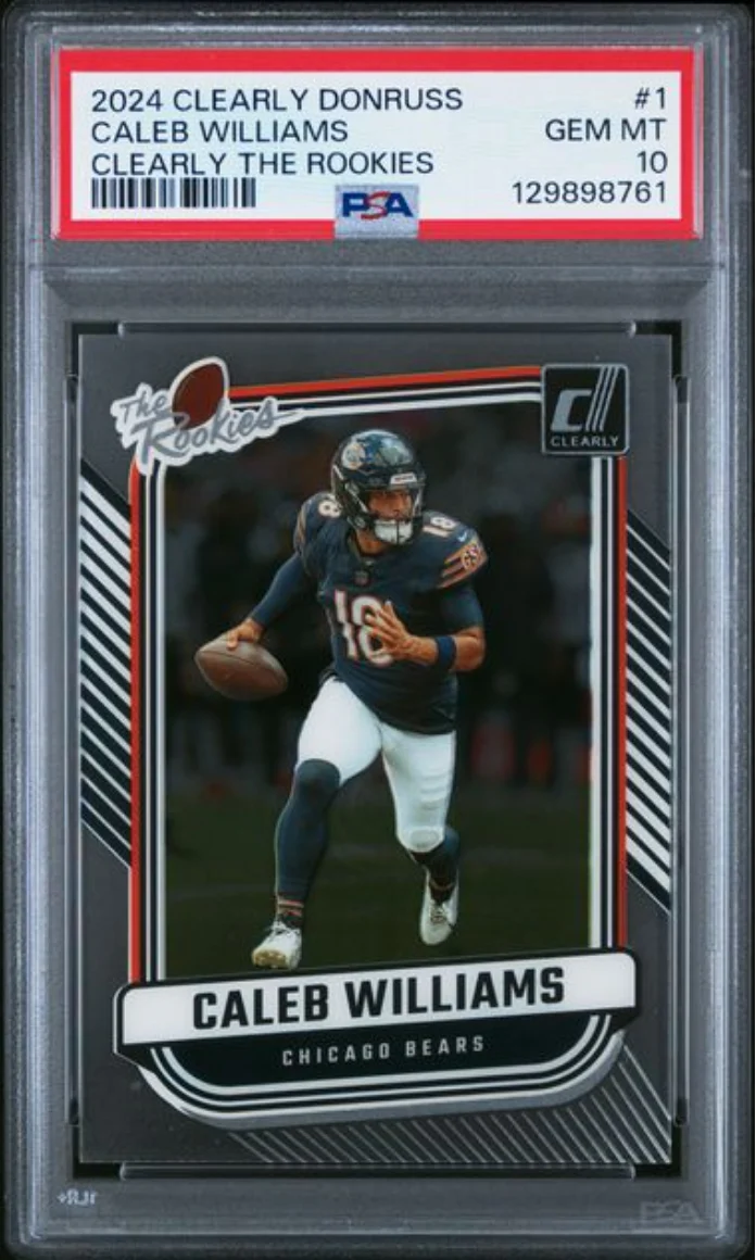 Graded 2024 Panini Clearly Donruss Caleb Williams #1 Clearly The Rookies Rookie RC Football Card PSA 10 Gem Mint