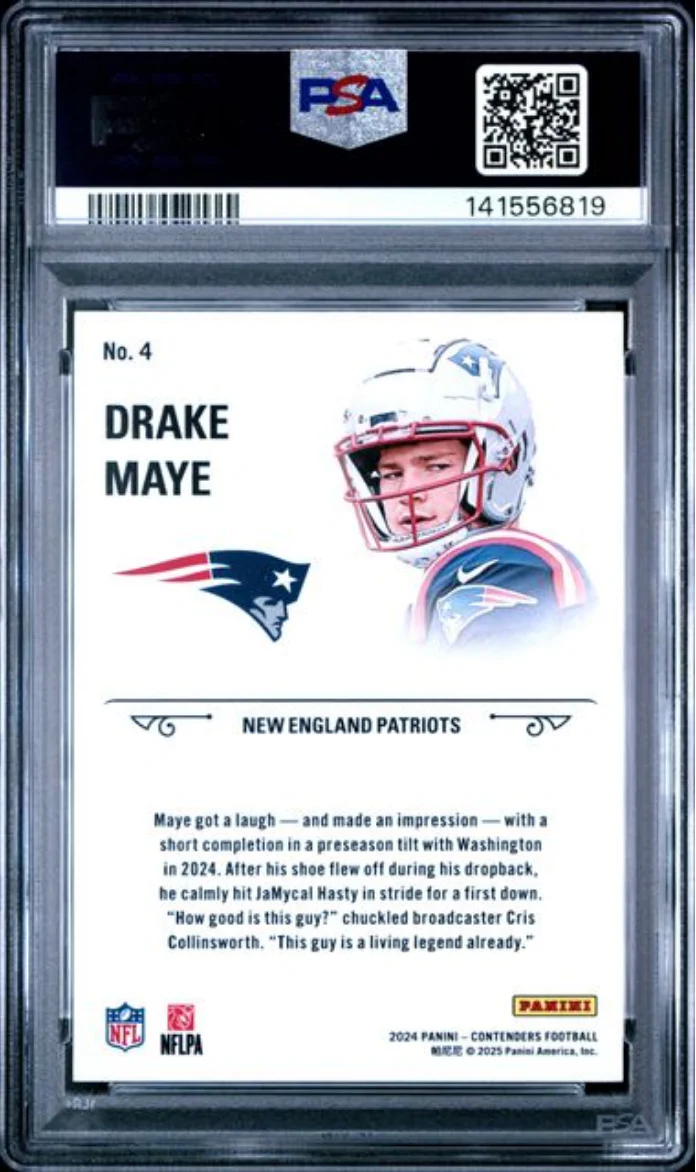 Graded 2024 Panini Contenders Drake Maye #4 Rookie Stallions Rookie RC Football Card PSA 10 Gem Mint - Image 2