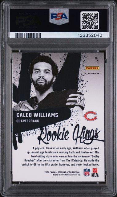 Graded 2024 Panini Donruss Optic Caleb Williams #1 Rookie Kings Rookie RC Football Card PSA 9 Mint - Image 2
