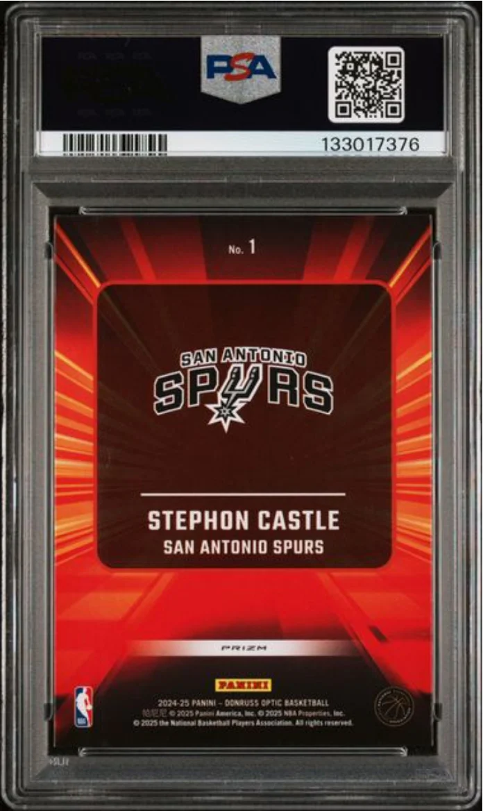 Graded 2024 Panini Donruss Optic Stephon Castle #1 Express Lane Purple Rookie RC Basketball Card PSA 10 Gem Mint - Image 2