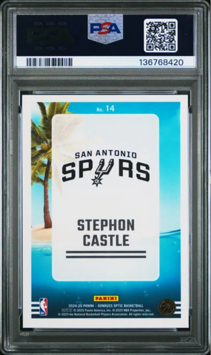 Graded 2024 Panini Donruss Optic Stephon Castle #14 Splash! Rookie RC Basketball Card PSA 10 Gem Mint - Image 2