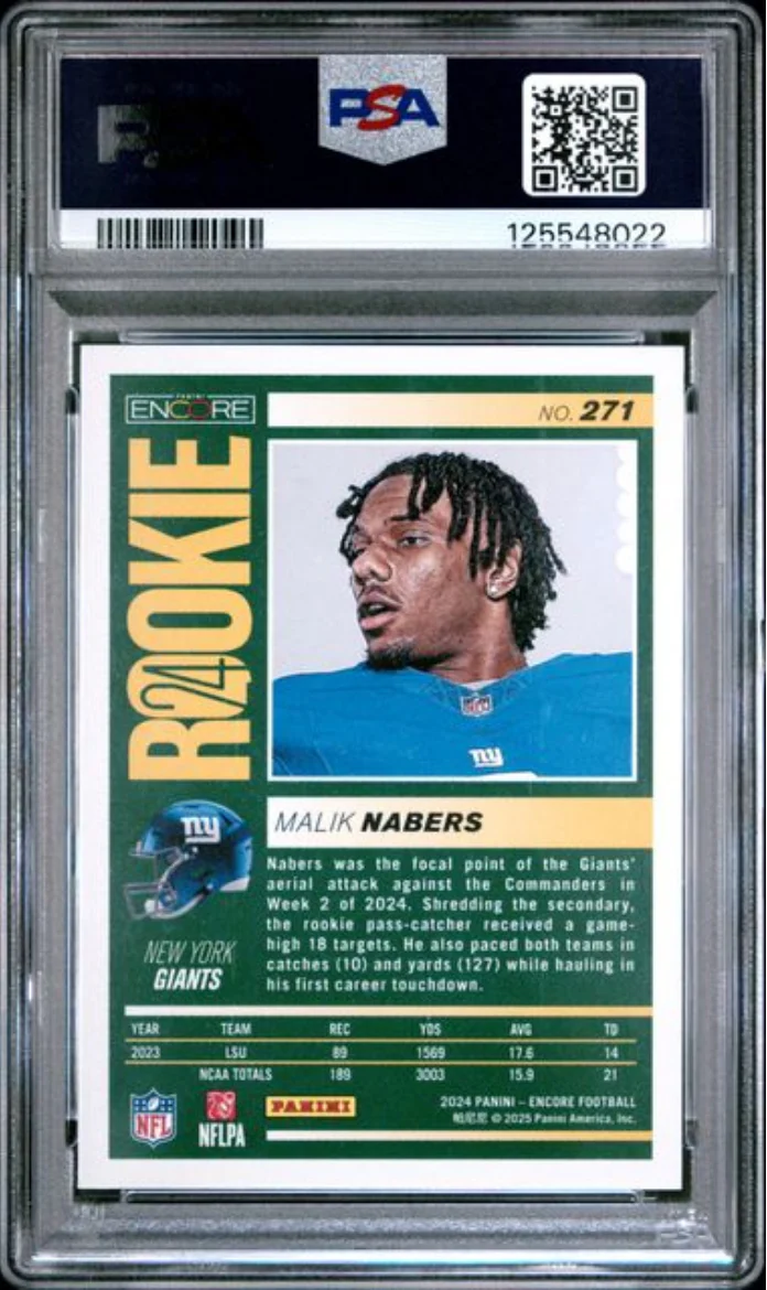 Graded 2024 Panini Encore Malik Nabers #271 Rookie RC Football Card PSA 10 Gem Mint - Image 2