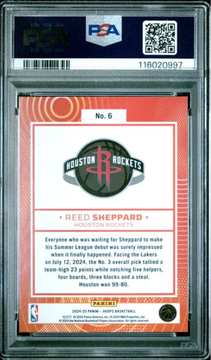 Graded 2024 Panini Hoops Reed Sheppard #6 We Got Next Rookie RC Basketball Card PSA 10 Gem Mint - Image 2