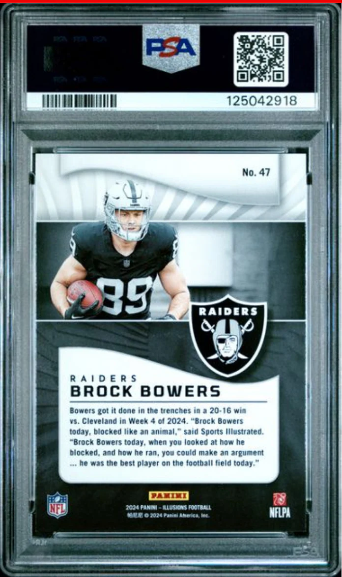 Graded 2024 Panini Illusions Brock Bowers #47 Trophy Collection Orange Rookie RC Football Card PSA 10 Gem Mint - Image 2