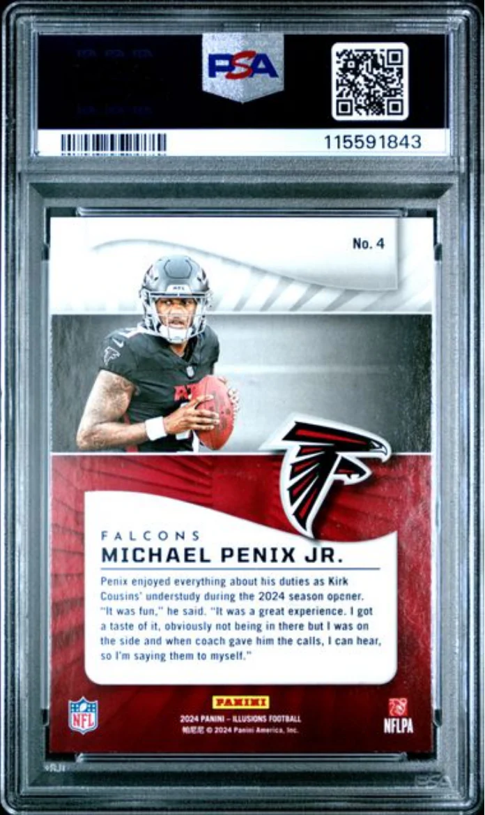 Graded 2024 Panini Illusions Michael Penix Jr #4 Retail Rookie RC Football Card PSA 10 Gem Mint - Image 2