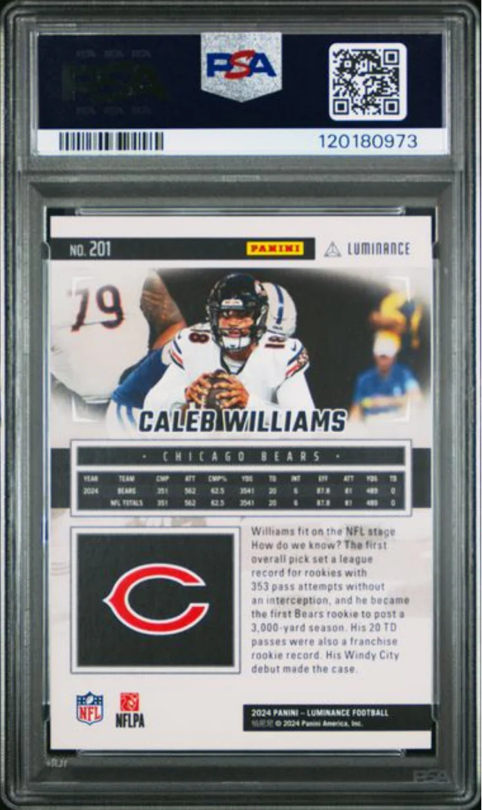 Graded 2024 Panini Luminance Caleb Williams #201 Rookie RC Football Card PSA 10 Gem Mint - Image 2