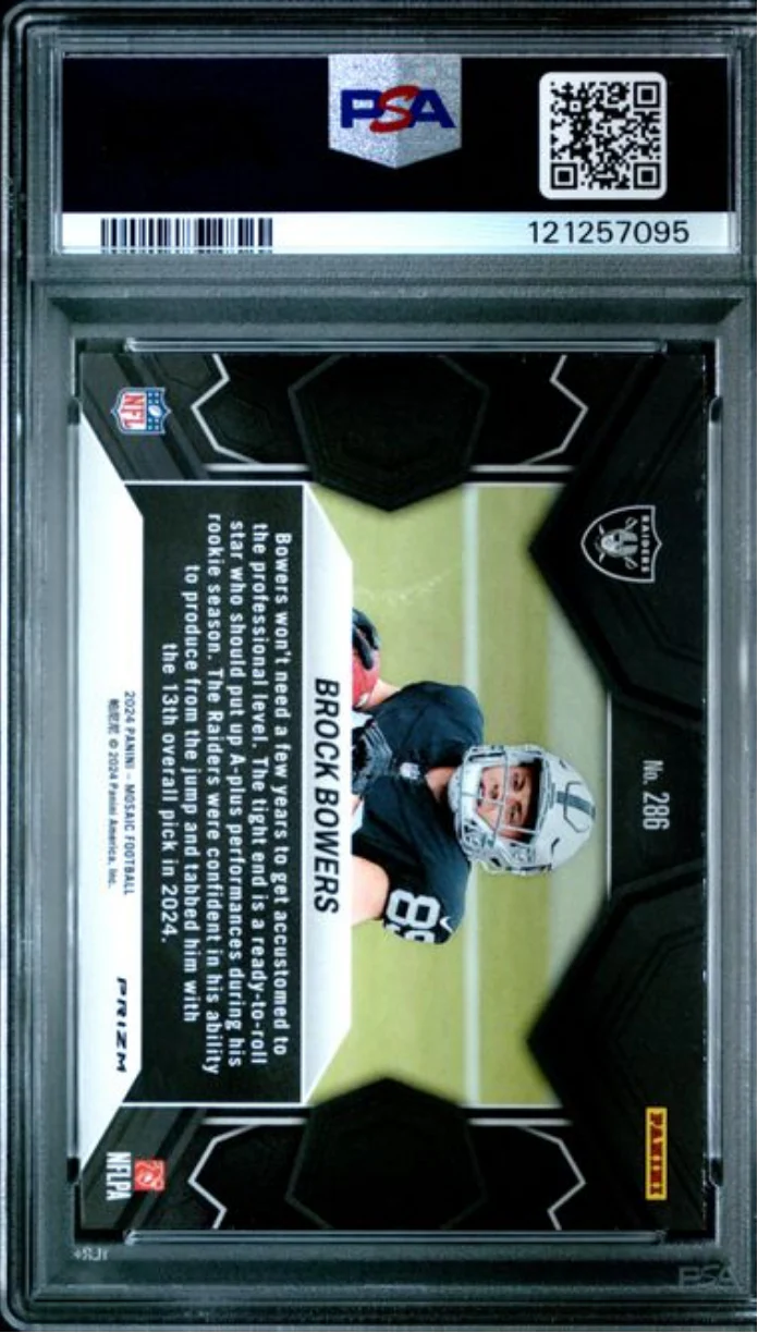 Graded 2024 Panini Mosaic Brock Bowers #286 Camo Red Rookie RC Football Card PSA 10 Gem Mint - Image 2