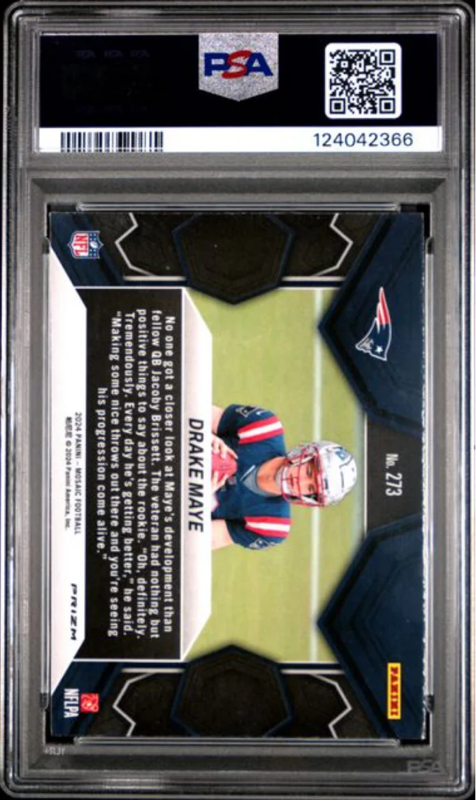 Graded 2024 Panini Mosaic Drake Maye #273 Red Rookie RC Football Card PSA 10 Gem Mint - Image 2
