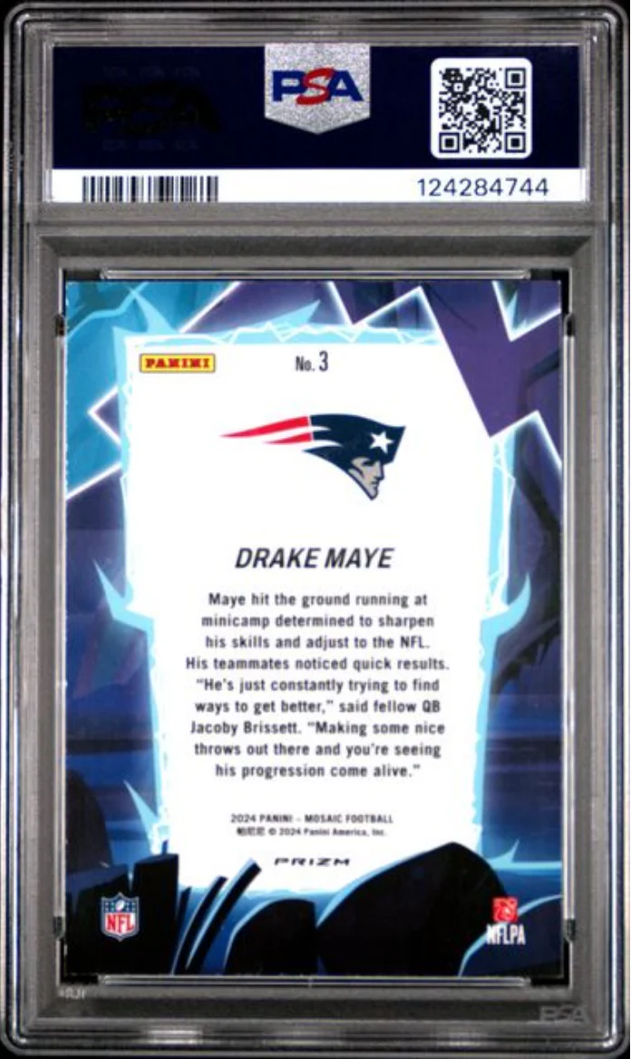 Graded 2024 Panini Mosaic Drake Maye #3 Storm Rookie RC Football Card PSA 10 Gem Mint - Image 2