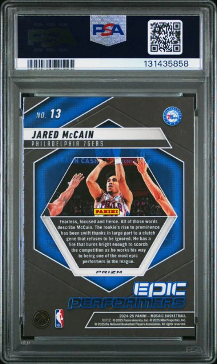 Graded 2024 Panini Mosaic Jared McCain #13 Epic Performers Mosaic Rookie RC Basketball Card PSA 10 Gem Mint - Image 2