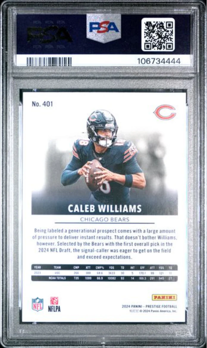 Graded 2024 Panini Prestige Caleb Williams #401 Rookie RC Football Card PSA 10 Gem Mint - Image 2