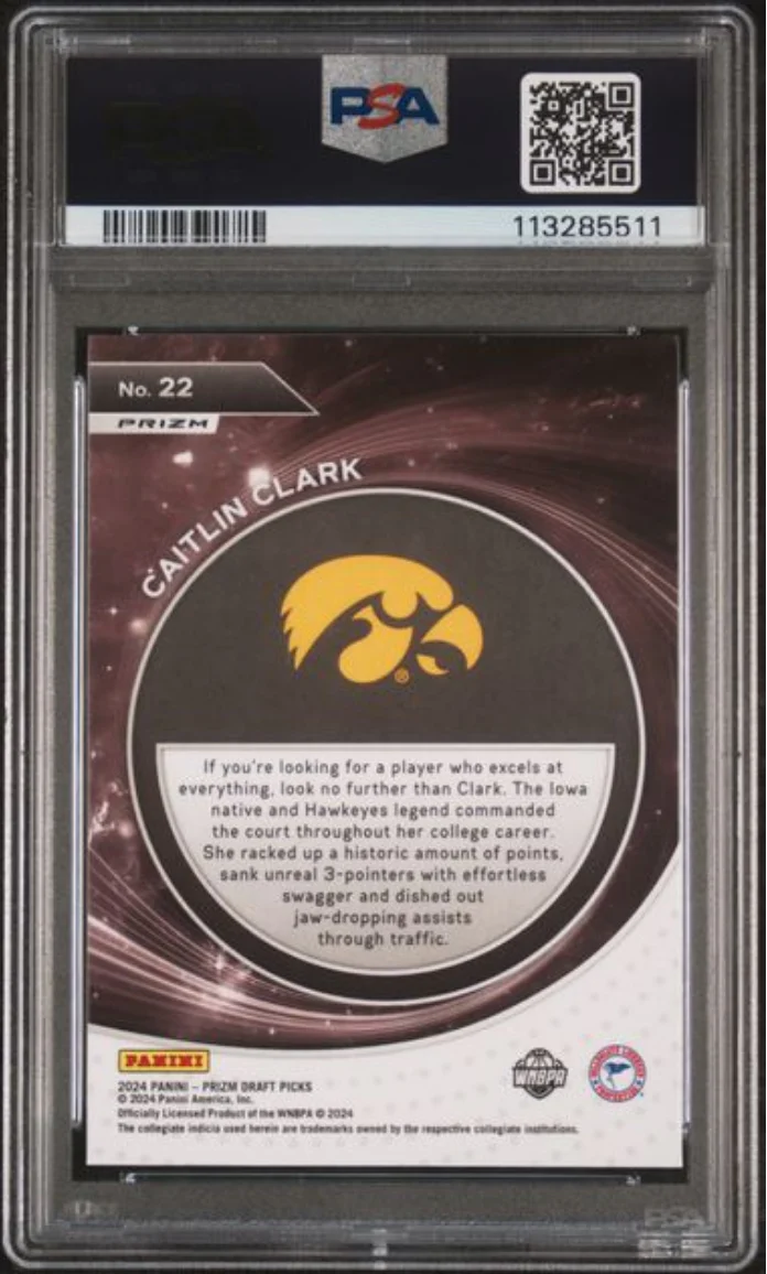 Graded 2024 Panini Prizm Draft Picks Caitlin Clark #22 Student Orientation Ice Rookie RC Basketball Card PSA 10 Gem Mint - Image 2