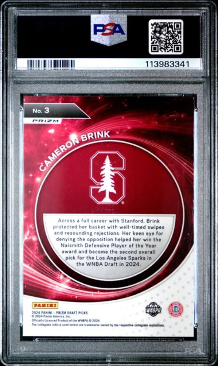 Graded 2024 Panini Prizm Draft Picks Cameron Brink #3 Student Orientation Silver Prizm Rookie RC Basketball Card PSA 10 Gem Mint - Image 2