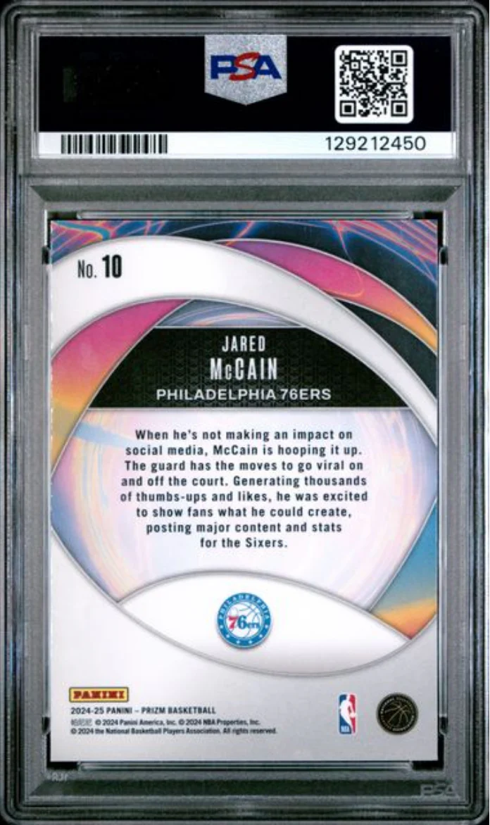 Graded 2024 Panini Prizm Jared McCain #10 Instant Impact Rookie RC Basketball Card PSA 10 Gem Mint - Image 2