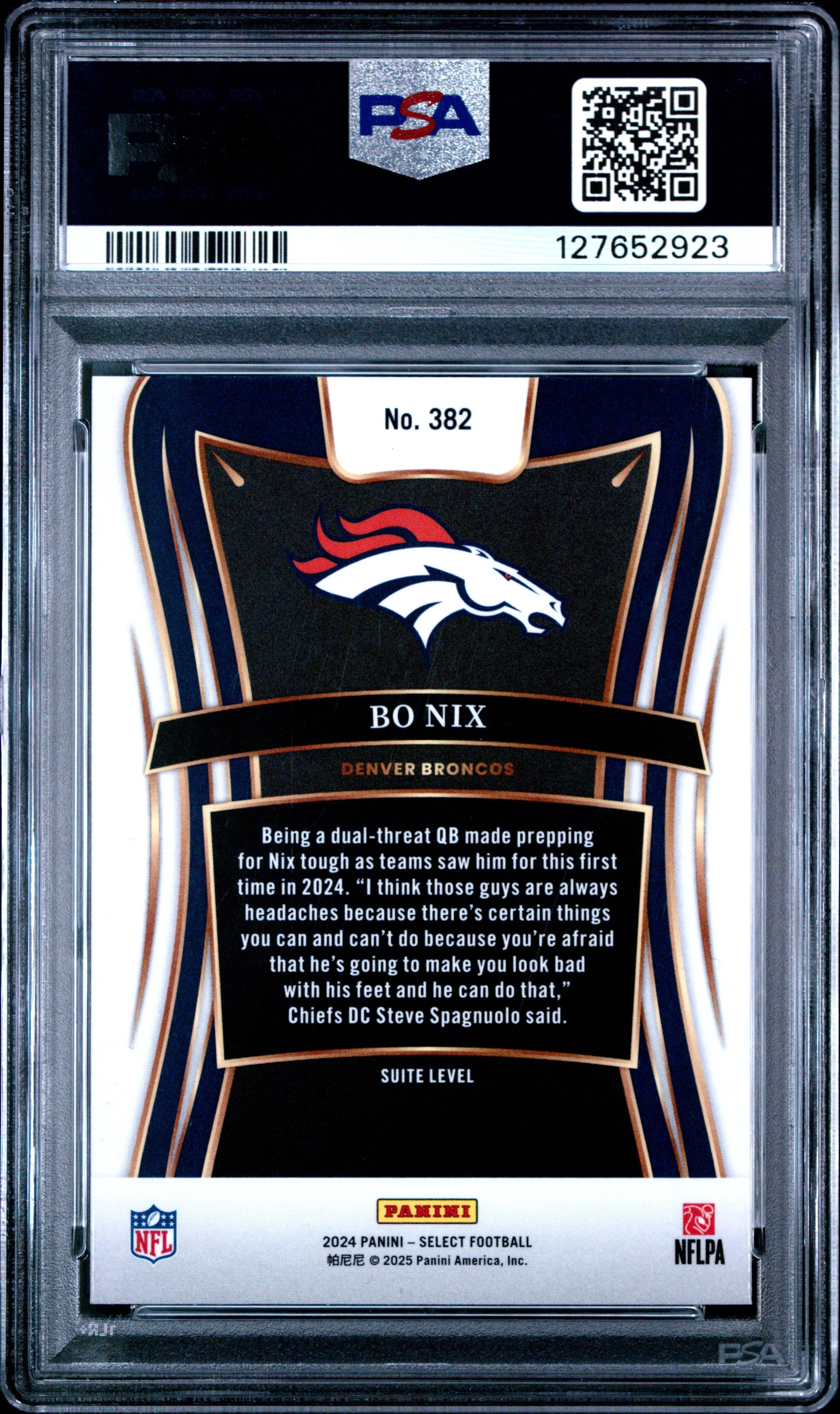 Graded 2024 Panini Select Bo Nix #382 Rookie RC Football Card PSA 10 Gem Mint - Image 2