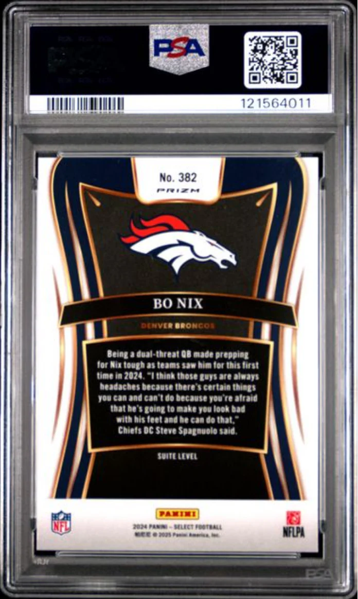 Graded 2024 Panini Select Bo Nix #382 Silver Prizm Rookie RC Football Card PSA 10 Gem Mint - Image 2