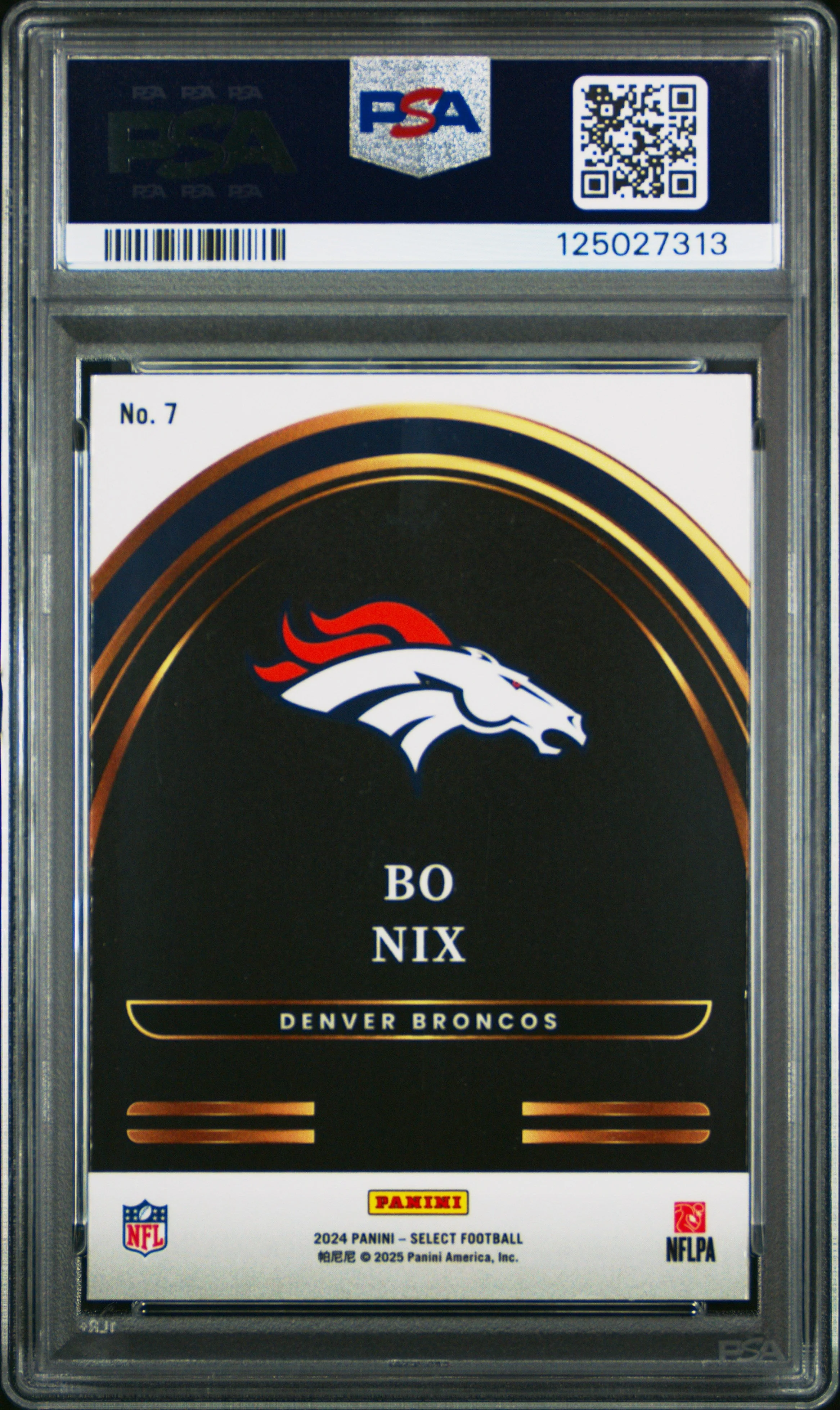 Graded 2024 Panini Select Bo Nix #7 Select Future Rookie RC Football Card PSA 10 Gem Mint - Image 2