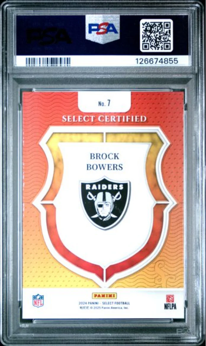 Graded 2024 Panini Select Brock Bowers #7 Select Certified Rookies Rookie RC Football Card PSA 10 Gem Mint - Image 2