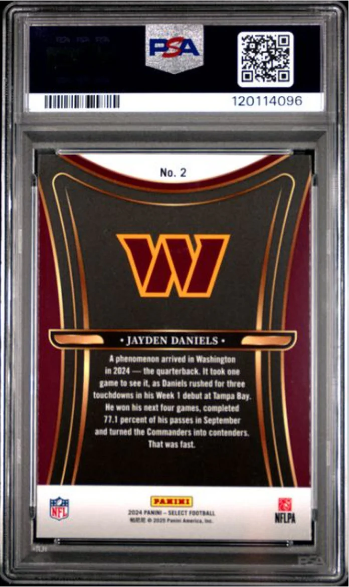 Graded 2024 Panini Select Jayden Daniels #2 Phenomenon Rookie RC Football Card PSA 10 Gem Mint - Image 2