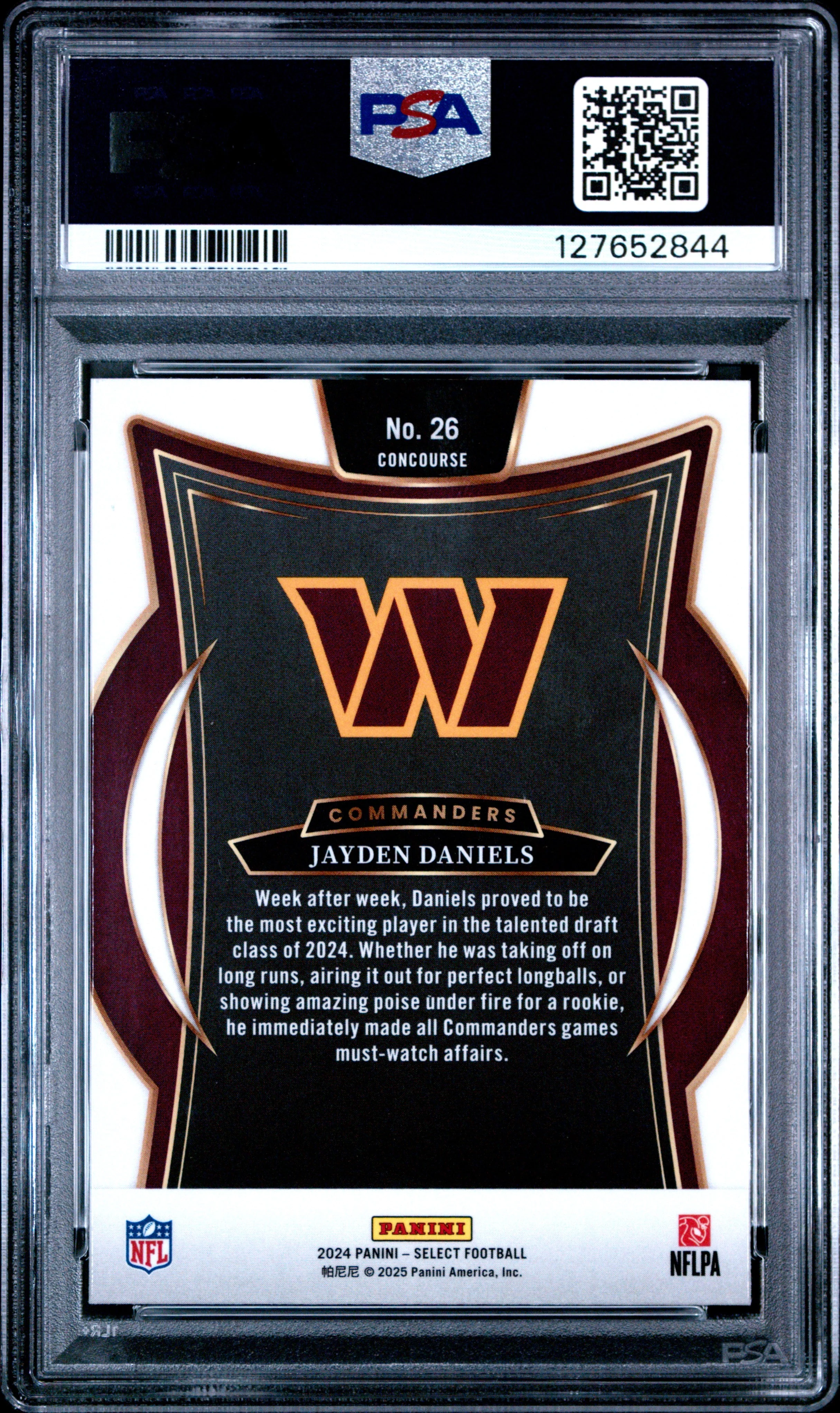 Graded 2024 Panini Select Jayden Daniels #26 Rookie RC Football Card PSA 10 Gem Mint - Image 2