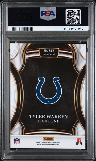 Graded 2024 Panini Select Tyler Warren #517 XRC Rookie RC Football Card PSA 10 Gem Mint - Image 2