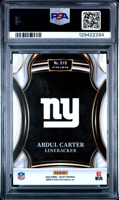 Graded 2024 Panini Select XRC Abdul Carter #519 Rookie RC Football Card PSA 10 Gem Mint - Image 2