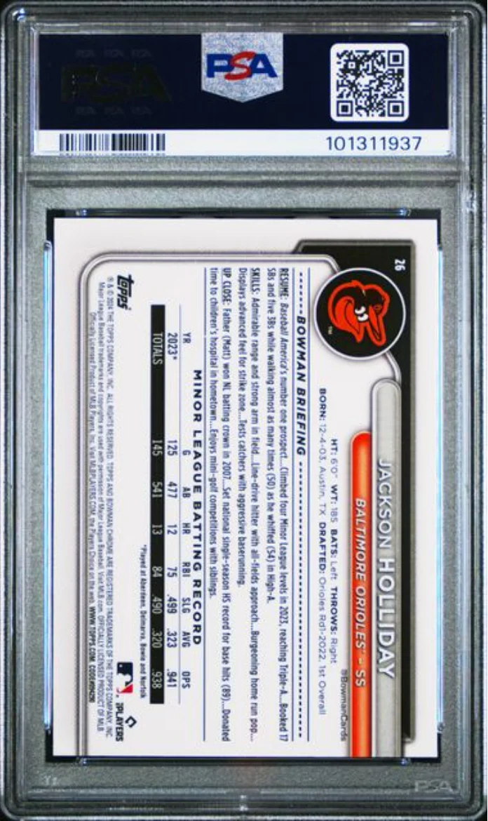 Graded 2024 Topps Bowman Chrome Mega Box Jackson Holliday #26 Rookie RC Baseball Card PSA 10 Gem Mint - Image 2